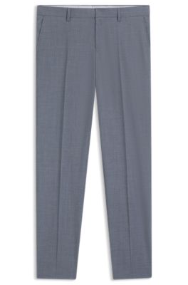 Pantalones formales de mezcla de lana virgen con dibujo, Celeste