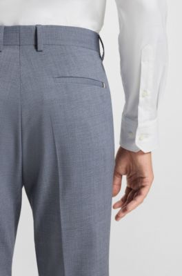 Pantalones formales de mezcla de lana virgen con dibujo, Celeste