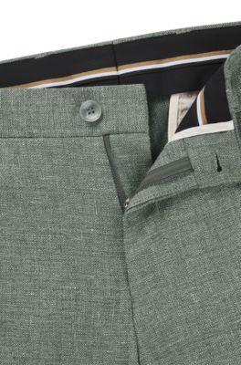 Formal trousers in micro-patterned stretch fabric, Green
