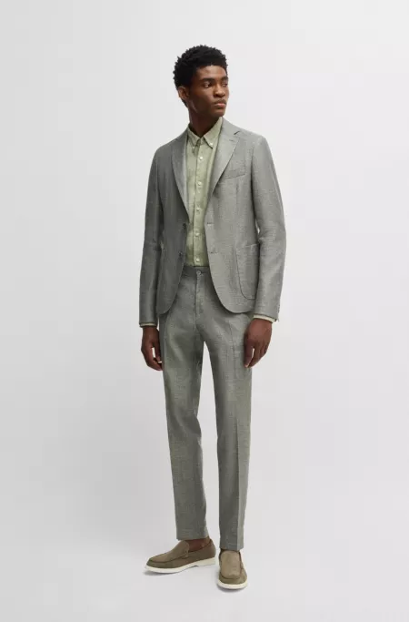 Formal trousers in micro-patterned stretch fabric