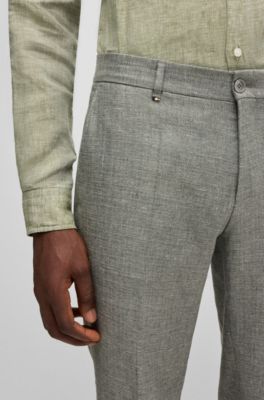 Formal trousers in micro-patterned stretch fabric, Green