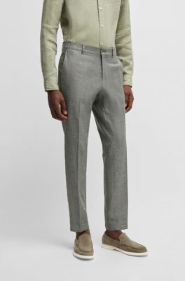 Formal trousers in micro-patterned stretch fabric, Green