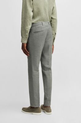 Formal trousers in micro-patterned stretch fabric, Green