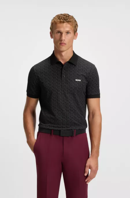Paddy polo shirt in stretch cotton with printed pattern