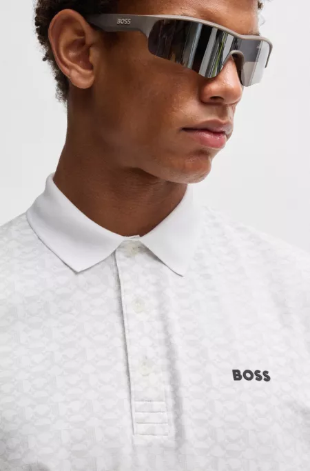 Paddy polo shirt in stretch cotton with printed pattern