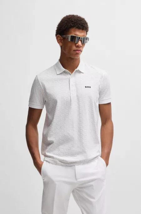 Paddy polo shirt in stretch cotton with printed pattern