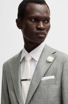 Blazer slim fit en tejido con microdibujo, Verde