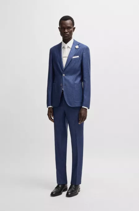 Slim-fit blazer in micro-patterned fabric