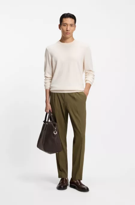 Tapered-fit machine-washable tailored trousers in a linen blend