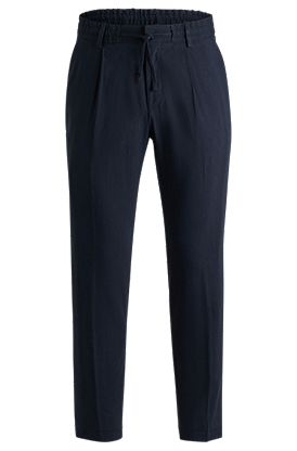 Tapered-fit trousers in a linen blend