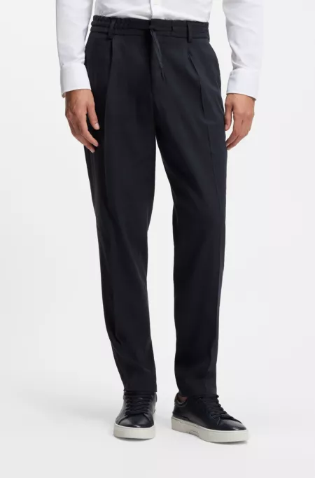 Tapered-fit machine-washable tailored trousers in a linen blend