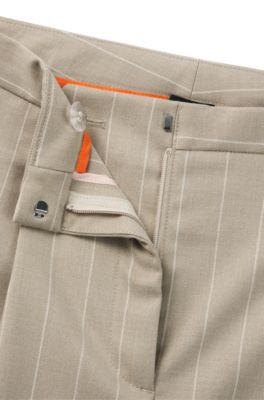 Tapered-fit shorts in pinstripe stretch fabric, Beige