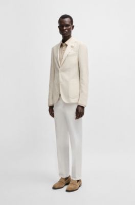 Blazer slim fit en tejido con microdibujo, Blanco