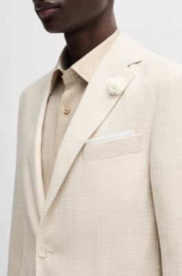Blazer slim fit en tejido con microdibujo, Blanco