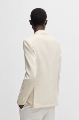 Blazer slim fit en tejido con microdibujo, Blanco
