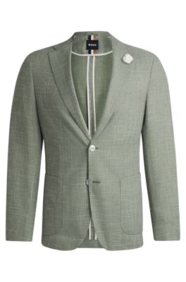 Blazer slim fit en tejido con microdibujo, Verde