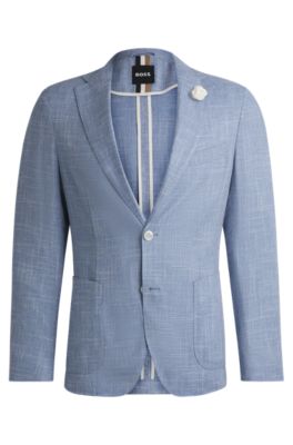 BOSS - Slim-fit blazer in micro-patterned fabric - Light Blue