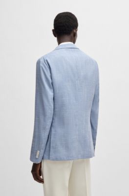Blazer slim fit en tejido con microdibujo, Celeste