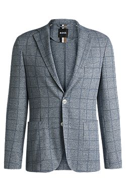 Blazer slim fit en tejido elástico a cuadros