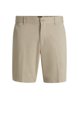 Shorts slim fit en algod&oacute;n el&aacute;stico con microestampado, Beige claro