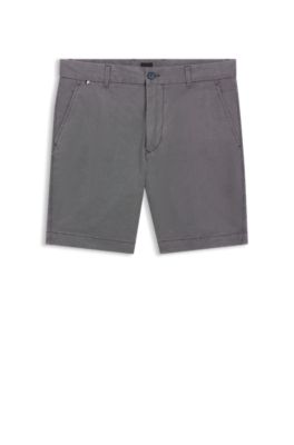 Slim-fit shorts in micro-patterned stretch cotton, Grey