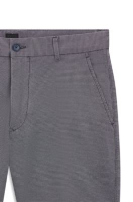 Slim-fit shorts in micro-patterned stretch cotton, Grey