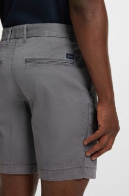 Slim-fit shorts in micro-patterned stretch cotton, Grey