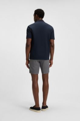 Slim-fit shorts in micro-patterned stretch cotton, Grey