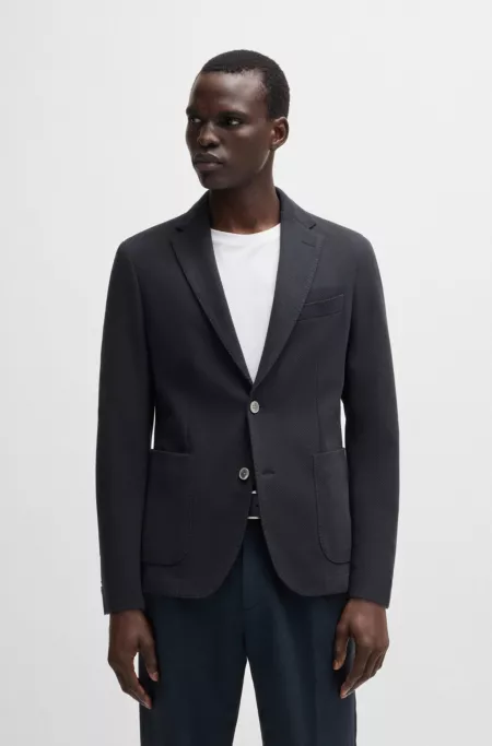 Slim-fit blazer in micro-patterned cotton