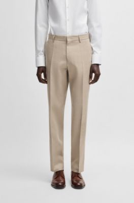 Costume Slim en lin m&eacute;lang&eacute; &agrave; micro&nbsp;motif, Beige clair