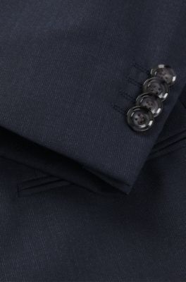 Melange suit in wool with natural stretch, Dark Blue