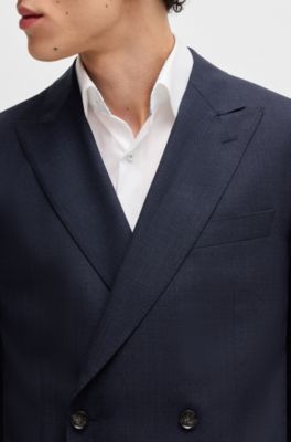 Melange suit in wool with natural stretch, Dark Blue