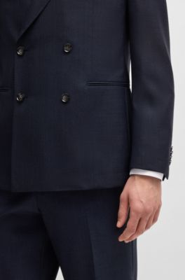 Melange suit in wool with natural stretch, Dark Blue