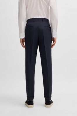 Melange suit in wool with natural stretch, Dark Blue