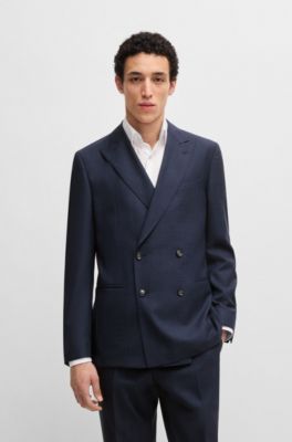 Melange suit in wool with natural stretch, Dark Blue