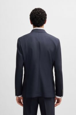 Melange suit in wool with natural stretch, Dark Blue