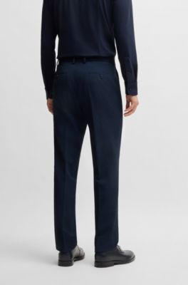 Two-piece suit in performance-stretch seersucker, Dark Blue
