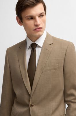 Traje slim fit de pa&ntilde;o el&aacute;stico, Beige claro