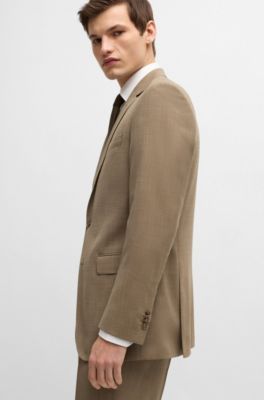 Traje slim fit de pa&ntilde;o el&aacute;stico, Beige claro