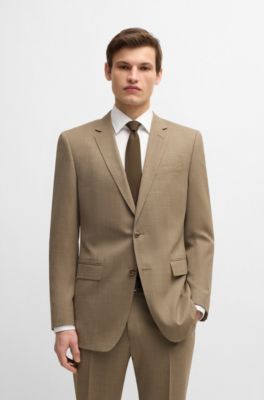 Traje slim fit de pa&ntilde;o el&aacute;stico, Beige claro