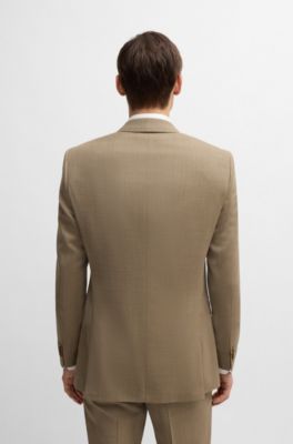 Traje slim fit de pa&ntilde;o el&aacute;stico, Beige claro