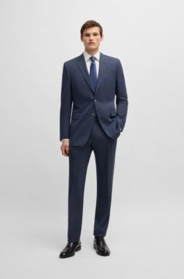 Traje slim fit de pa&ntilde;o el&aacute;stico, Azul oscuro