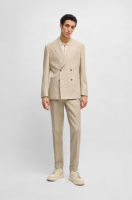Two-piece suit in patterned tweed, White
