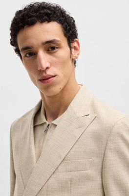 Costume deux pi&egrave;ces en tweed &agrave; motif, Blanc