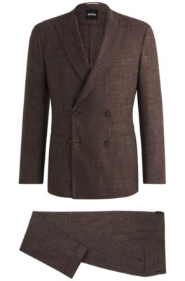 Traje de dos piezas en tweed estampado, Marr&oacute;n oscuro