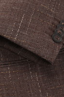 Traje de dos piezas en tweed estampado, Marr&oacute;n oscuro