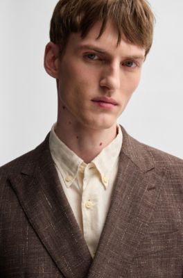 Traje de dos piezas en tweed estampado, Marr&oacute;n oscuro