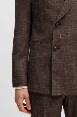 Traje de dos piezas en tweed estampado, Marr&oacute;n oscuro