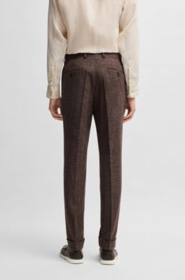 Traje de dos piezas en tweed estampado, Marr&oacute;n oscuro