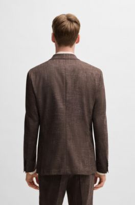 Traje de dos piezas en tweed estampado, Marr&oacute;n oscuro